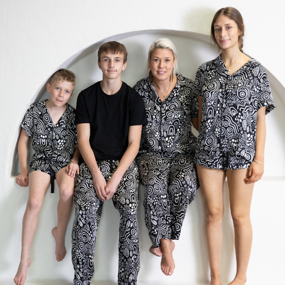 First Nations long pyjama set in Landscapes print – Dreamtime Range